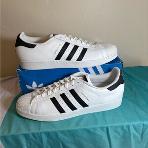 adidas Men's Originals Superstar Running Shoes,  White And Black Sneakers, Sz 19